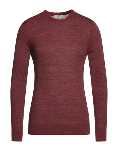 Vneck Man Sweater Brick Size 38 Wool, Viscose, Acrylic In Red