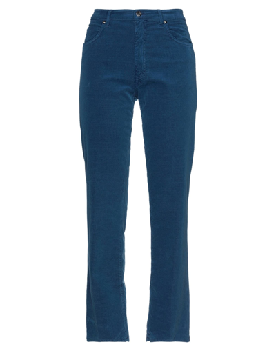 People (+)  Woman Pants Blue Size 25 Cotton, Viscose, Elastane In Blue