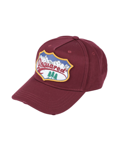 Dsquared2 Hats In Maroon