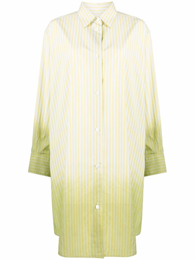 Marni Gradient Pinstriped Shirt Dress In Yellow