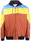 Marni Hooded Colour-block Lightweight Jacket In Brown
