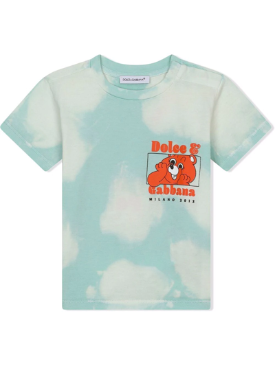 Dolce & Gabbana Babies' Teddy Bear Cloud-print Cotton T-shirt In Blue |  ModeSens