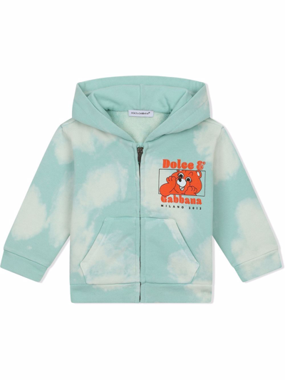 Dolce & Gabbana Babies' Jersey Hoodie With Cloud Print In Multicolor