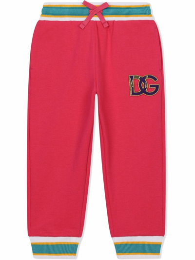 Dolce & Gabbana Kids' Logo-patch Track Trousers In Pink