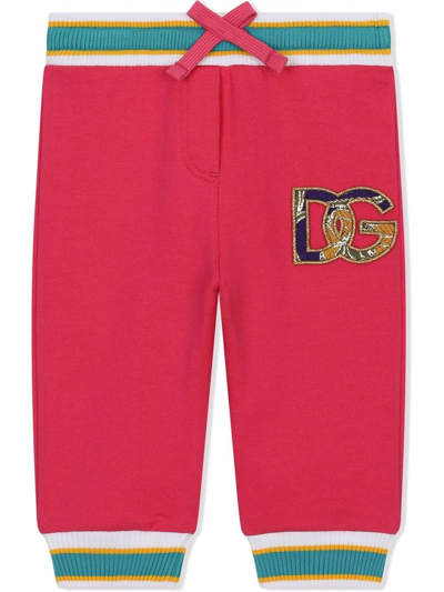 Dolce & Gabbana Babies' Logo-patch Track Trousers In Pink