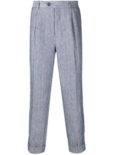 Brunello Cucinelli Straight-leg Cropped Trousers In Blue