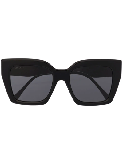 Jimmy Choo Logo-plaque Oversize-frame Sunglasses In Black