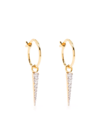Missoma Crystal Pavé Mini Spike Charm Hoop Earrings In Gold