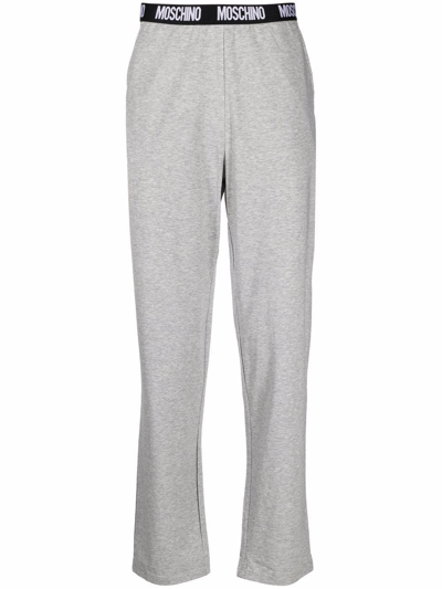 Moschino Logo-waistband Cotton Lounge Trousers In Grey