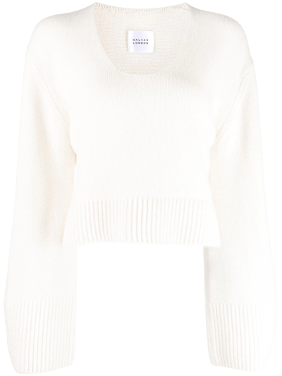 Galvan Scoop-neck Wool Jumper In White