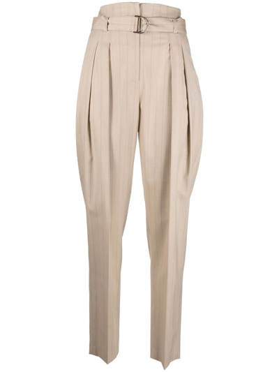 Iro Belted High-waist Trousers In Neutrals