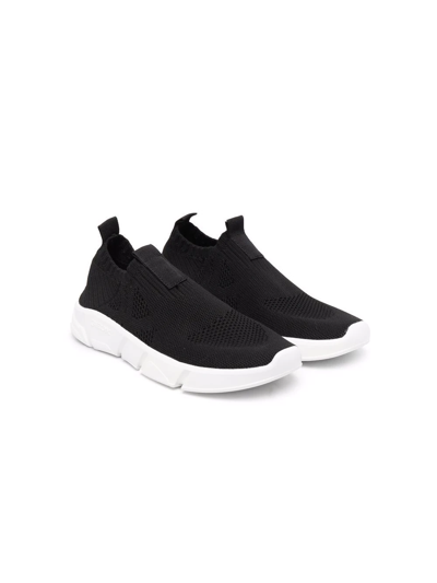 Geox Kids' Aril Low Top Sneakers In Black