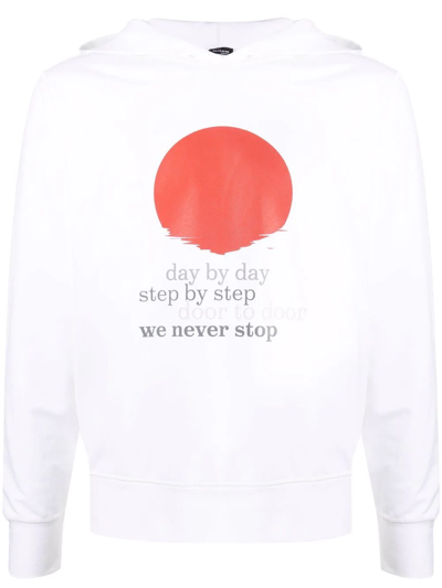 Kiton Graphic-print Long-sleeve Hoodie In White