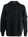 Sacai Bomber Jacket Hybrid Panelled Hoodie In Black