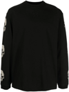 44 Label Group Black Skull-print Long-sleeved T-shirt In Black