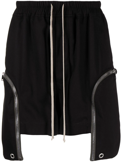 Rick Owens Bauhaus Boxers Zip-pocket Shorts In Black