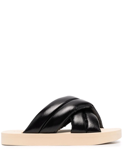 Proenza Schouler 30mm Float Padded Leather Slide Sandals In Black