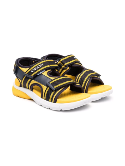 Geox Kids' Logo-print Touch-strap Sandals In Yellow