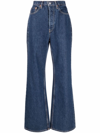 Re/done + Net Sustain 70s Ultra High Rise Wide Leg Frayed Jeans In Blue