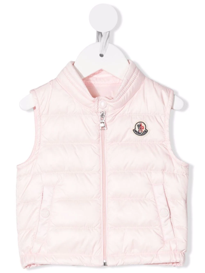 Moncler Babies' New Amaury Logo-embellished Shell Gilet 3-36 Months In Pink