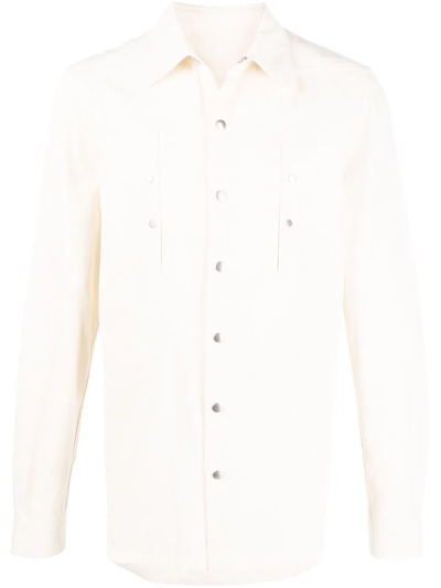 Rick Owens Long-sleeve Cotton Shirt In Neutrals
