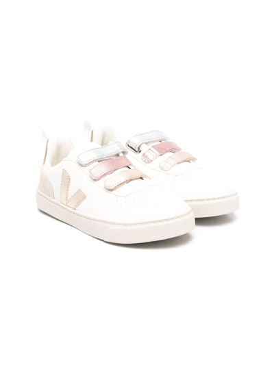 Veja Kids' Touch-strap Fastening Sneakers In White