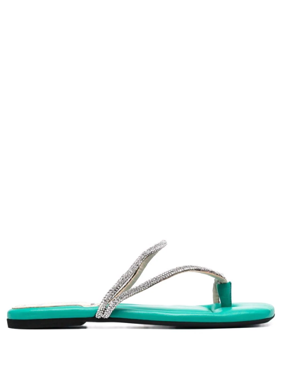 N°21 Crystal Embellished Strap Sandals In Green