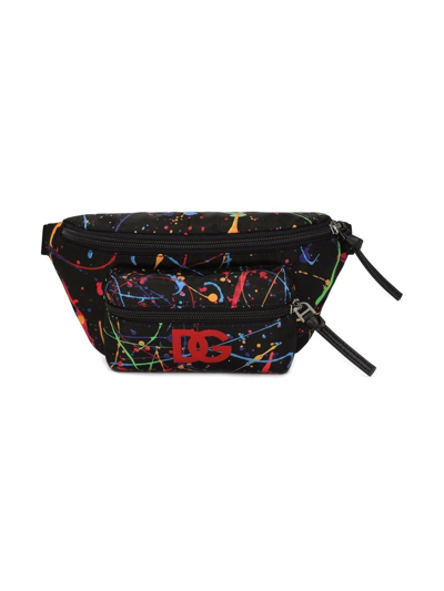 Dolce & Gabbana Paint-splatter Logo Belt Bag In Neutral