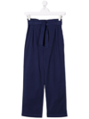 Bonpoint Paperbag-waist Cotton-blend Trousers In Blue