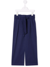 Bonpoint Paperbag-waist Cotton-blend Trousers In Blue