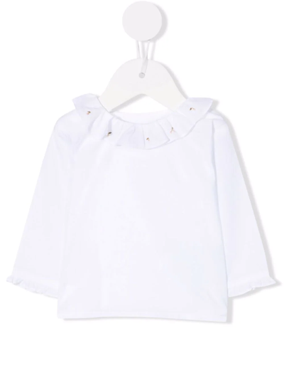 Bonpoint Babies' Ruffle Long-sleeve Top In White