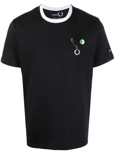 Fred Perry Safety Pin-detail Short-sleeved T-shirt In Black
