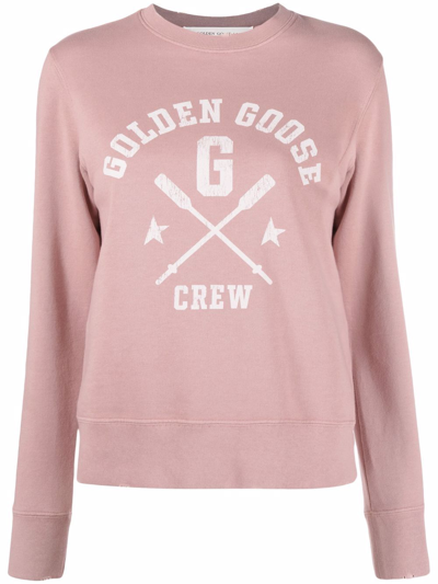 Golden Goose Pink Crewneck Sweatshirt With Print