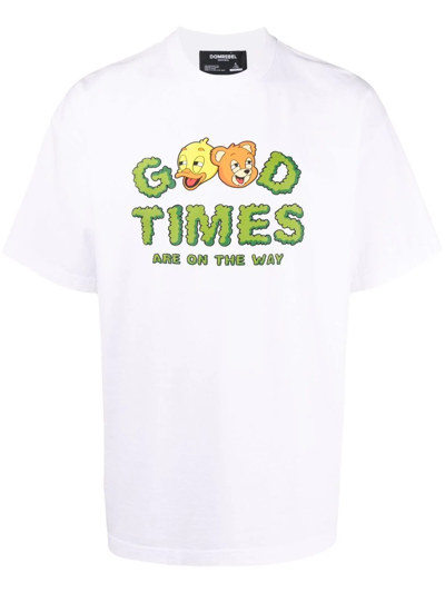 Domrebel Good Times Are On The Way Slogan Print T-shirt In White