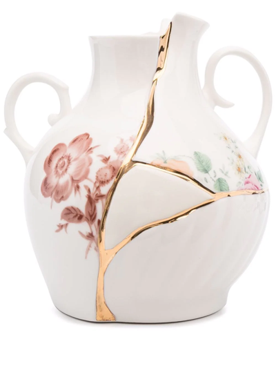 Seletti Kintsuji 24kt Gold-repair Vase In White