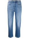 Re/done High-waisted Straight-leg Cropped Jeans In Stoned Azul
