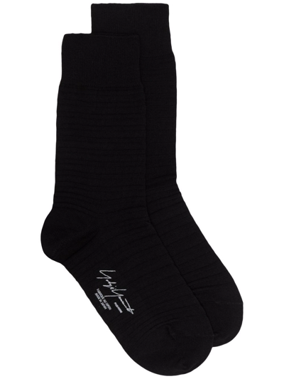 Yohji Yamamoto Branded-footbed Socks In Black