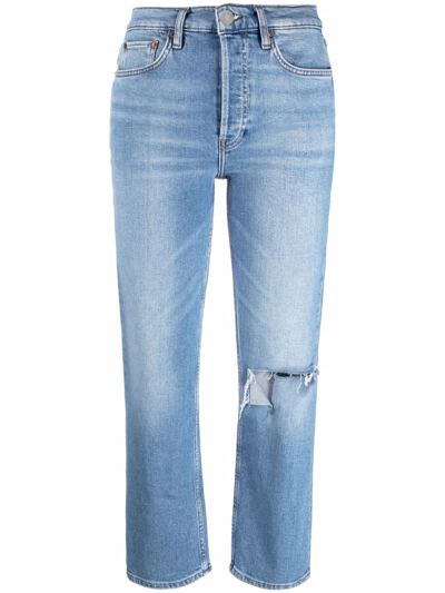 Re/done Ripped Detailing Straight-leg Jeans In Blue