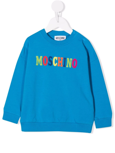 Moschino Babies' 标贴卫衣 In Blue