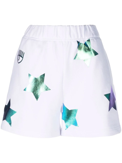 Chiara Ferragni Sports Shorts With Print In White