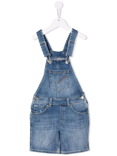 Dondup Kids' Denim Dungaree Shorts In Blue