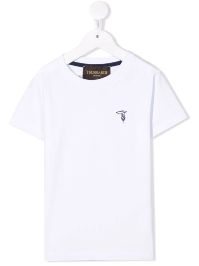 Trussardi Junior Kids' Logo-print Short-sleeved T-shirt In White