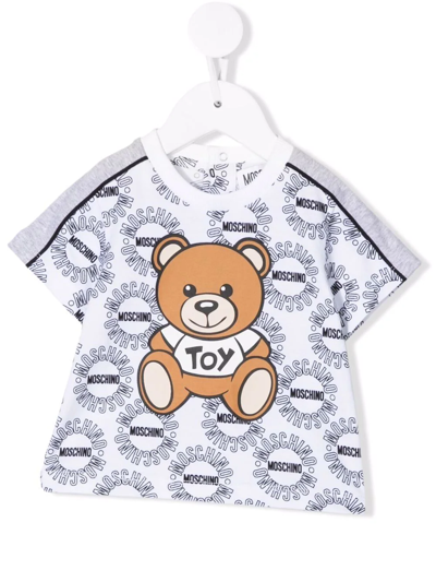 Moschino Babies' Teddy Bear Logo T-shirt In White