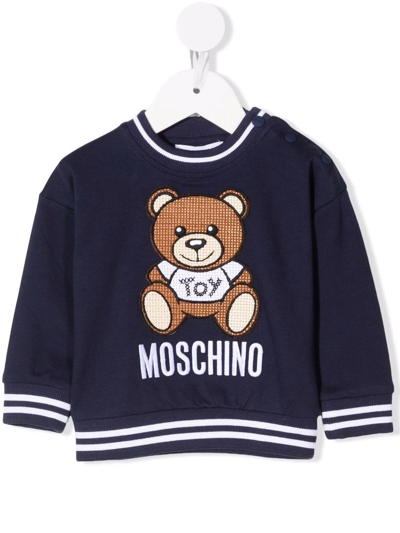 Moschino Babies' Teddy Bear 棉卫衣 In Blue