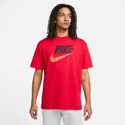 Nike Sportswear Trend Max 90 Logo-embroidered Cotton-jersey T-shirt In University Red