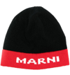 Marni Black & Red Jacquard Logo Beanie
