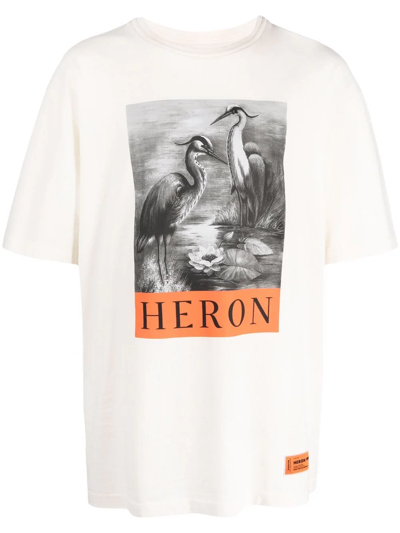 Heron Preston Printed Cotton T-shirt In Cream