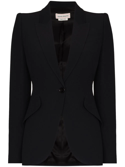 Alexander Mcqueen Peak-lapel Single-breasted Blazer In Black