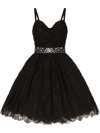 Dolce & Gabbana Lace-panel Sweetheart-neck Dress In Schwarz