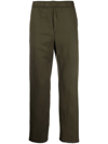Etro Logo-tape Detail Straight-leg Trousers In Grün